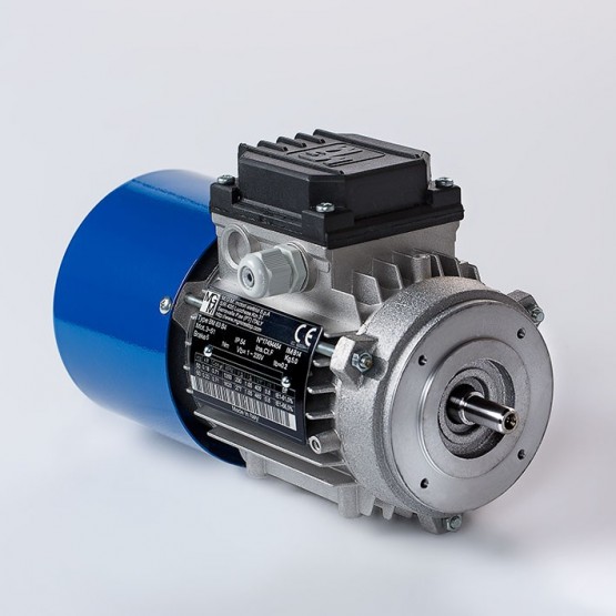 Motor eléctrico trifásico con freno MGM 80B14 (ØEje motor 19 mm, ØBrida 120 mm), 1500 rpm, 220/380V, 0.75kW/1CV, IP54 IE1, tensión freno 103V (cc) Caja conexiones doble