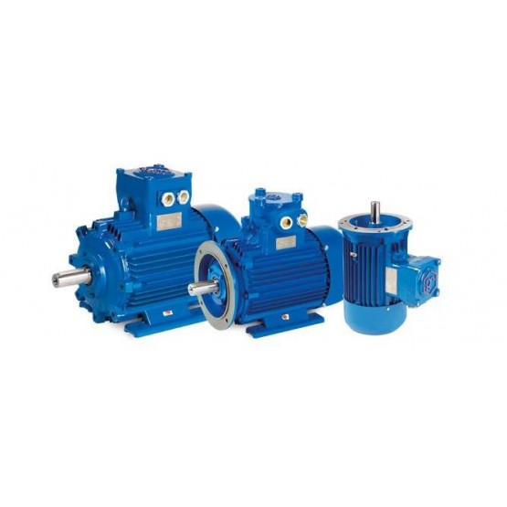 Motor eléctrico trifásico ATEX antideflagrante, carcasa fundición, 0.55kW/0.75CV, 3000 rpm, 71B3 (ØEje motor 14 mm) 220/380V, IP66, IE2, ZONA 21